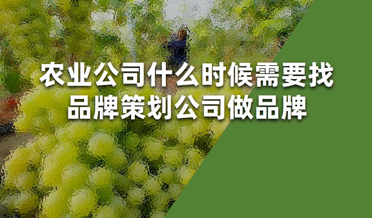 農業公司什么時候需要找品牌策劃公司做品牌